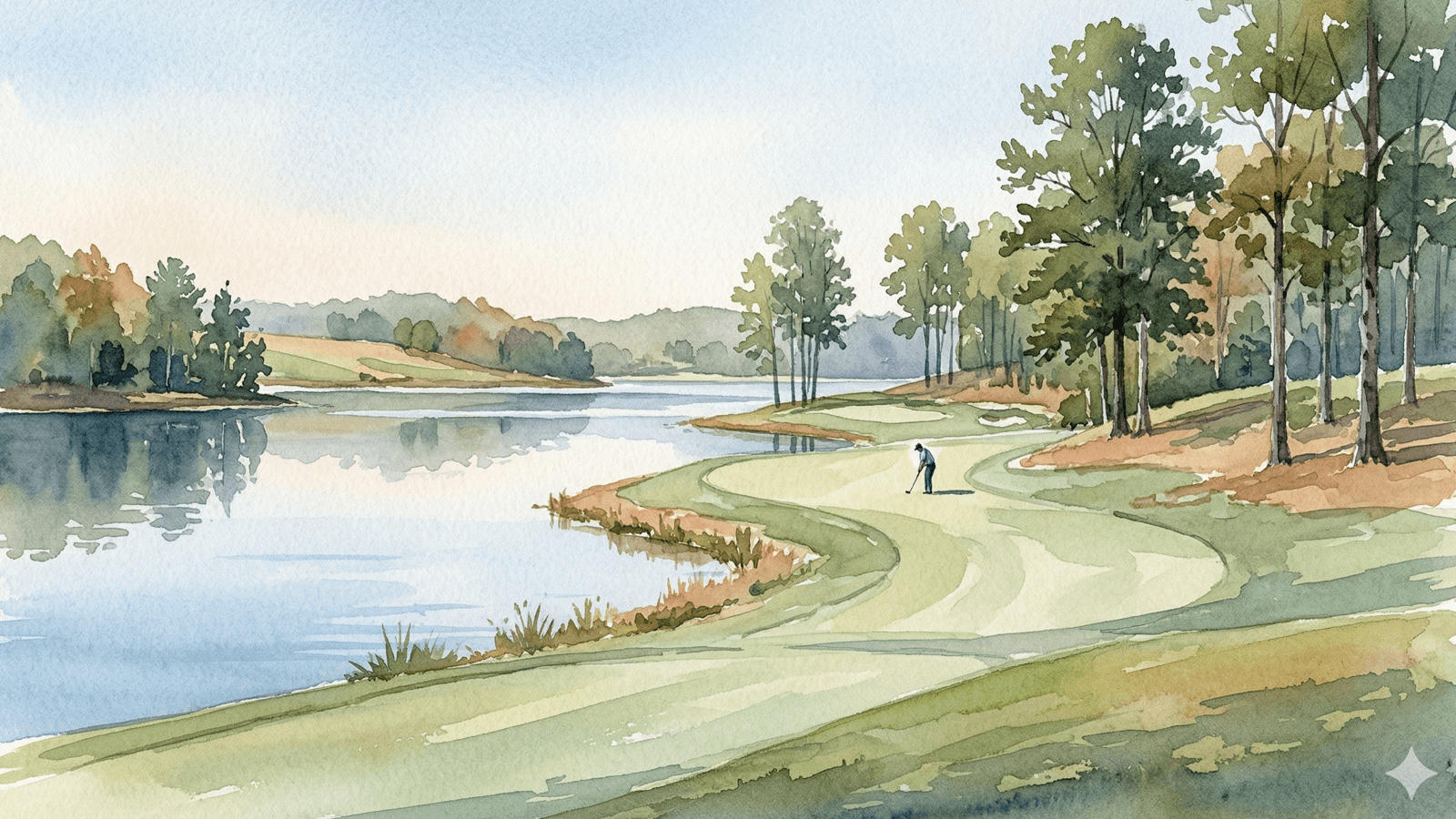 Watercolor painting of Deer Creek Golf Course in Crossville Tennessee