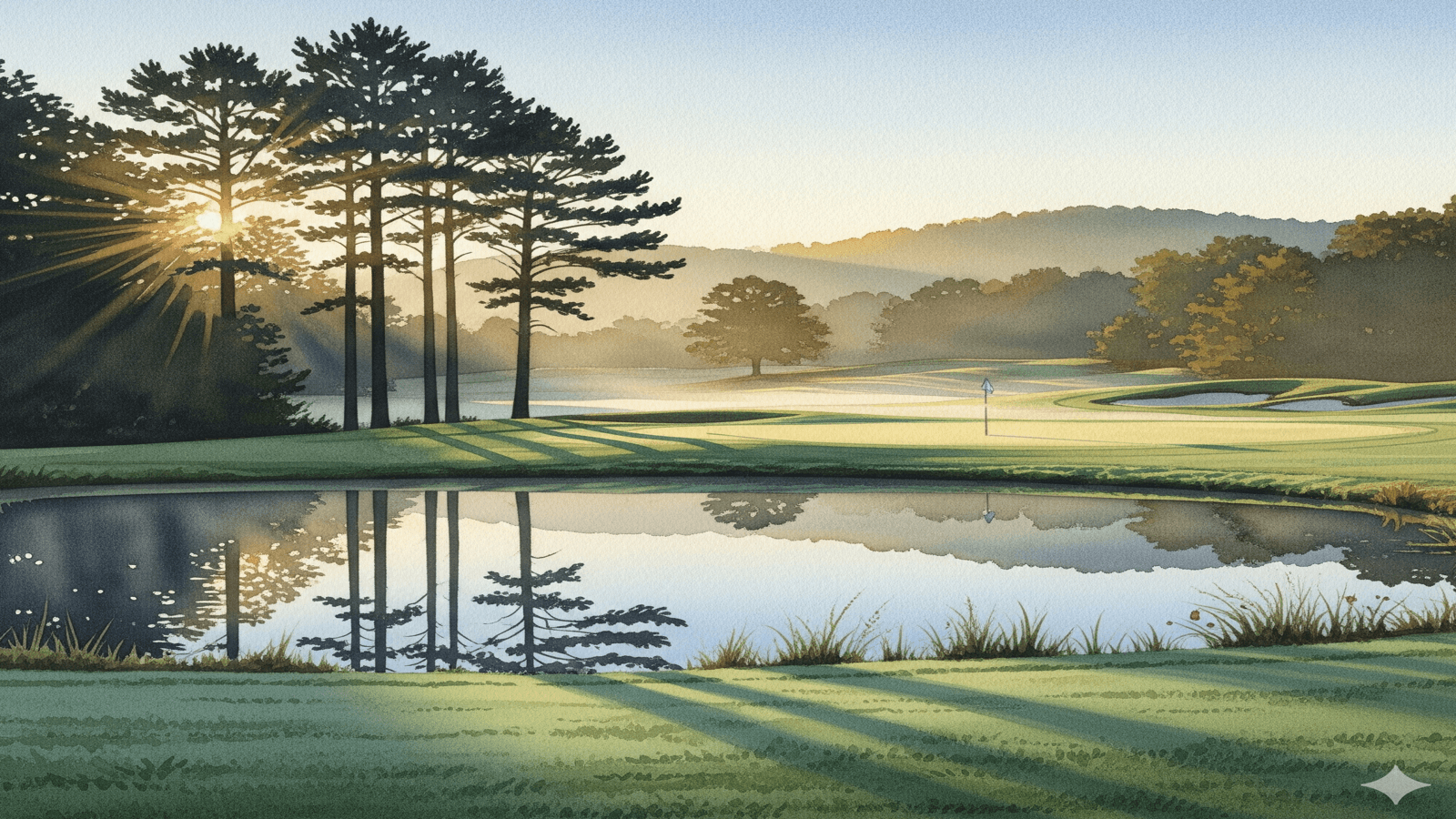 Watercolor painting of Druid Hills golf course