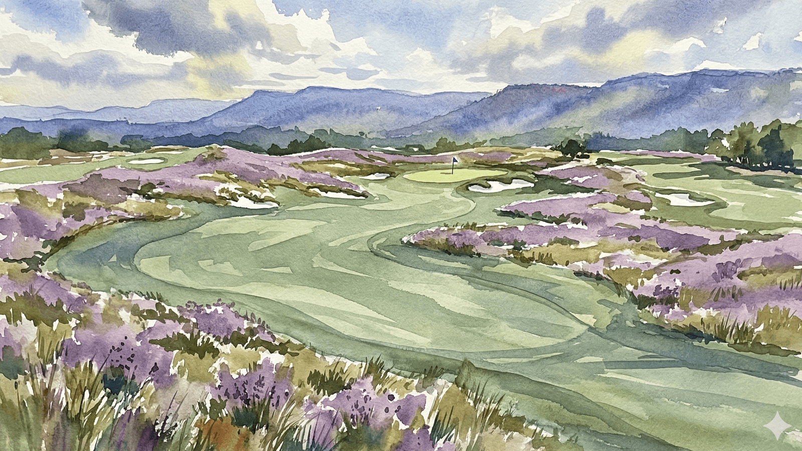 Watercolor painting of Heatherhurst golf course