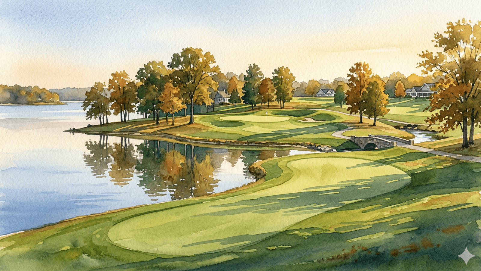 Watercolor painting of Lake Tansi golf course